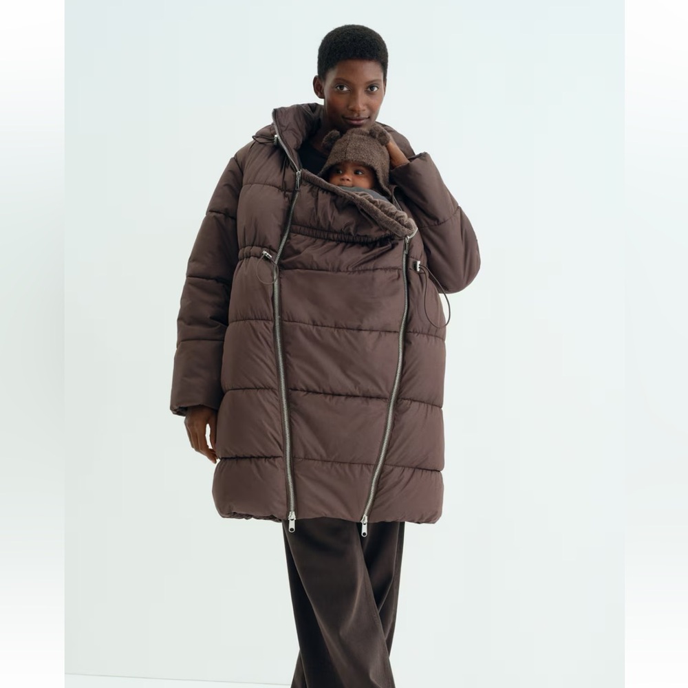 Mama before & after babywearing puffer coat